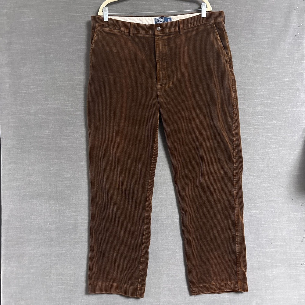 Vintage Polo Ralph Lauren Pants 38x30 Brown Corduroy Chino Trousers Cotton 90s